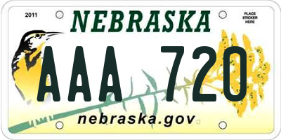 NE license plate AAA720