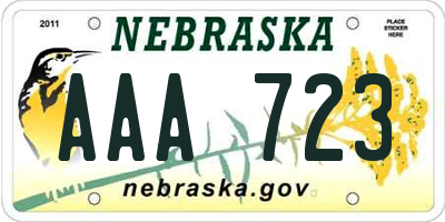 NE license plate AAA723