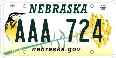 NE license plate AAA724