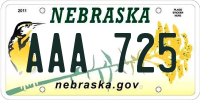 NE license plate AAA725