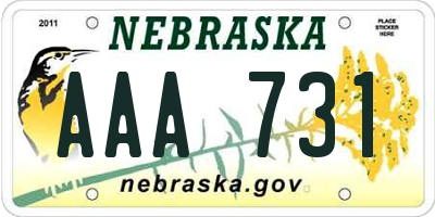 NE license plate AAA731