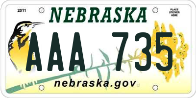 NE license plate AAA735