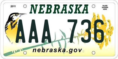 NE license plate AAA736
