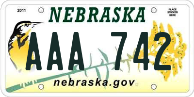 NE license plate AAA742