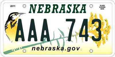 NE license plate AAA743