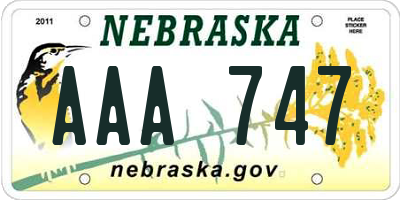 NE license plate AAA747