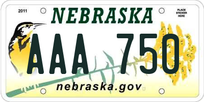 NE license plate AAA750