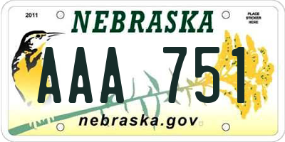 NE license plate AAA751