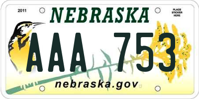 NE license plate AAA753