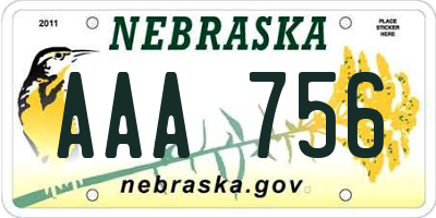 NE license plate AAA756