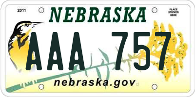 NE license plate AAA757