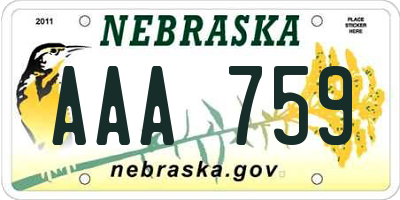 NE license plate AAA759