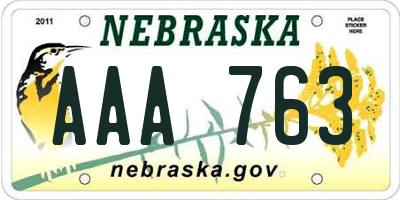 NE license plate AAA763