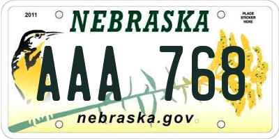 NE license plate AAA768