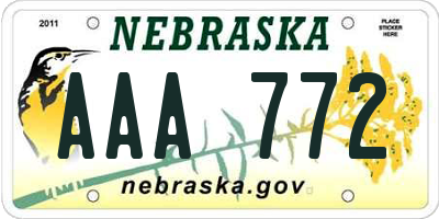 NE license plate AAA772