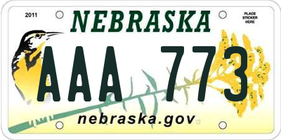 NE license plate AAA773