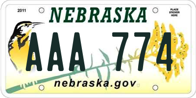 NE license plate AAA774