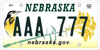 NE license plate AAA777