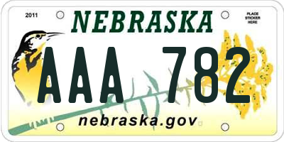 NE license plate AAA782