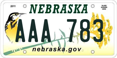 NE license plate AAA783