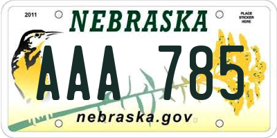 NE license plate AAA785