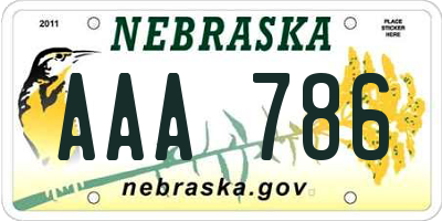 NE license plate AAA786