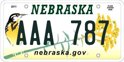 NE license plate AAA787