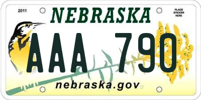 NE license plate AAA790