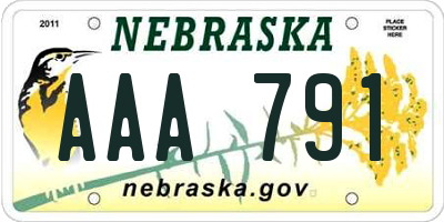 NE license plate AAA791