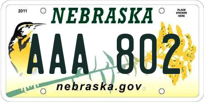 NE license plate AAA802