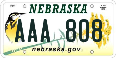 NE license plate AAA808