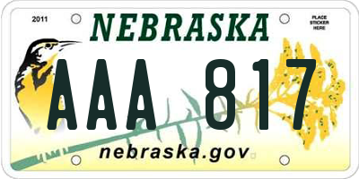 NE license plate AAA817