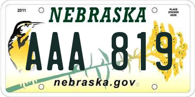 NE license plate AAA819