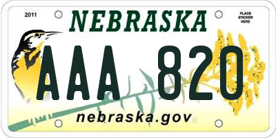 NE license plate AAA820