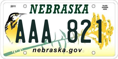 NE license plate AAA821