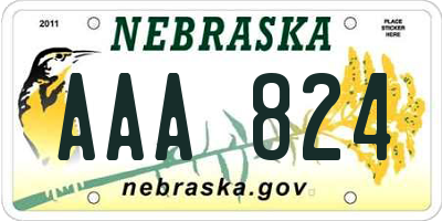 NE license plate AAA824
