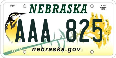 NE license plate AAA825