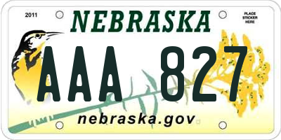 NE license plate AAA827