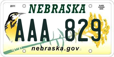 NE license plate AAA829