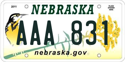 NE license plate AAA831