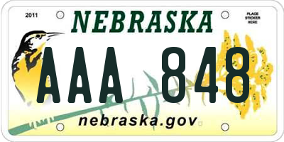 NE license plate AAA848