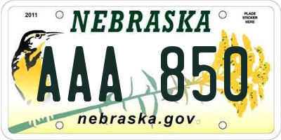 NE license plate AAA850