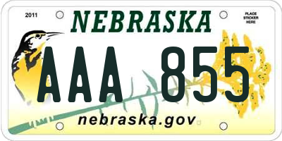 NE license plate AAA855