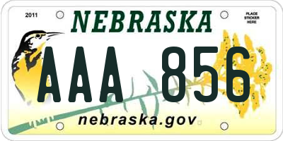 NE license plate AAA856