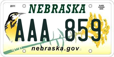 NE license plate AAA859