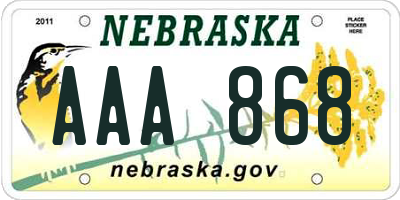 NE license plate AAA868