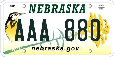 NE license plate AAA880
