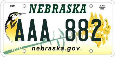 NE license plate AAA882