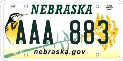 NE license plate AAA883