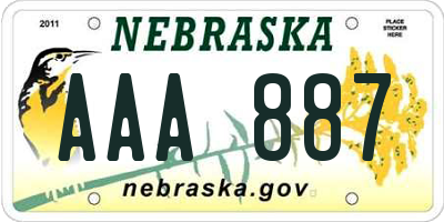 NE license plate AAA887